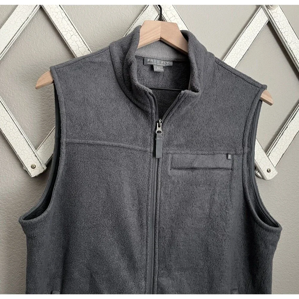 Free Fly Men's M Bamboo Viscose Full Zip Fleece Vest - Gray